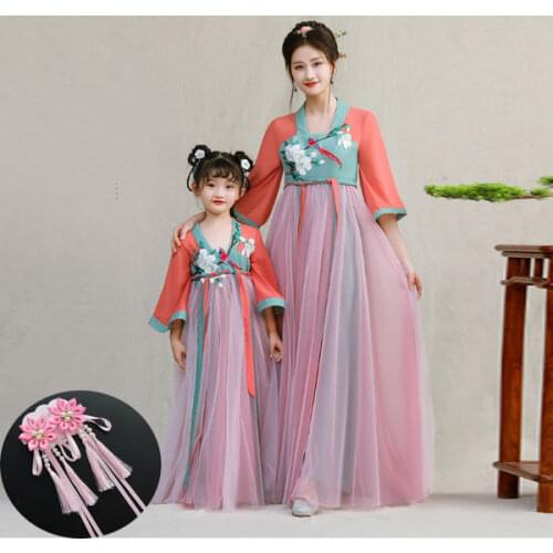 Chinese Ancient Han Dynasty Princess Robe Chinese Traditional Dress Girl Hanfu Women New Year Chinese National Clothes for Kids