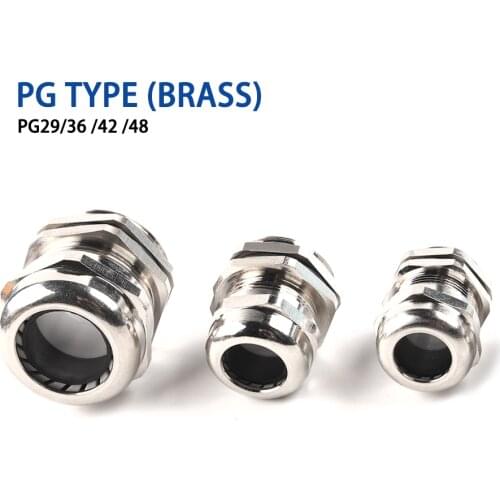 1pcs PG29 PG36 PG42 PG48 Brass nickel Metal waterproof cable glands Cable bushings connector for high quality cable