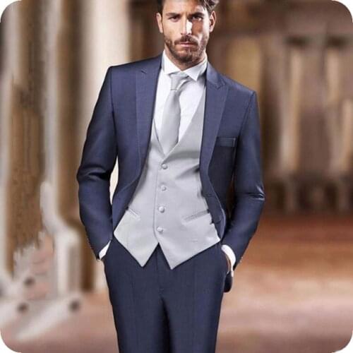 Italian Men Suits for Wedding Peaked Lapel Slim Fit Groom Tuxedo Terno Masculino Groomsmen Suit Blazer 3Piece Costume Homme