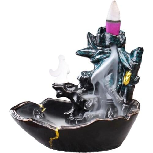Creative Resin Indoor Backflow Incense Burner Rockery Landscape Incense Holder Design Desktop Smoke Waterfall Decoration