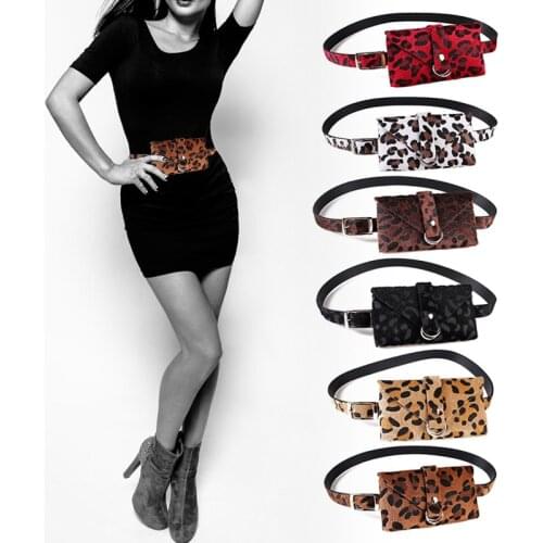 Minimalist Invisible Wallet Mini Pouch For Key Card Phone Money Wallet Women Leopard Decoration Belt Waist Bag