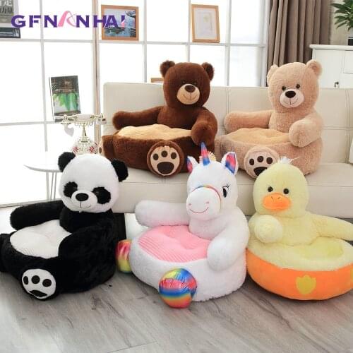 Cartoon Lovely Teddy Bear Panda Unicorn Duck Plush Toys Kids Sofa Chair Seat Baby Nest Sleeping Bed Adult Pillow Stuffed Cushion