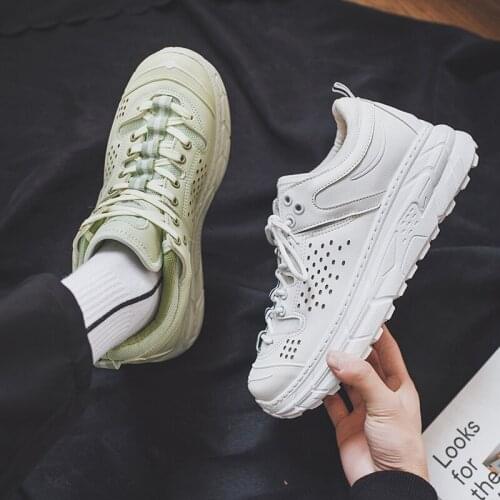 Mens shoes 2020 Spring and autumn trend versatile hollow-out breathable thick soleplate Daddy