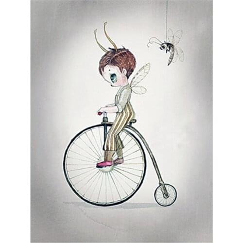 Rabbit Boy And Girls Cartoon Angel Pre-Printed 11CT Cross-Stitch Embroidery Set DMC Threads Handmade Handicraft Stamped