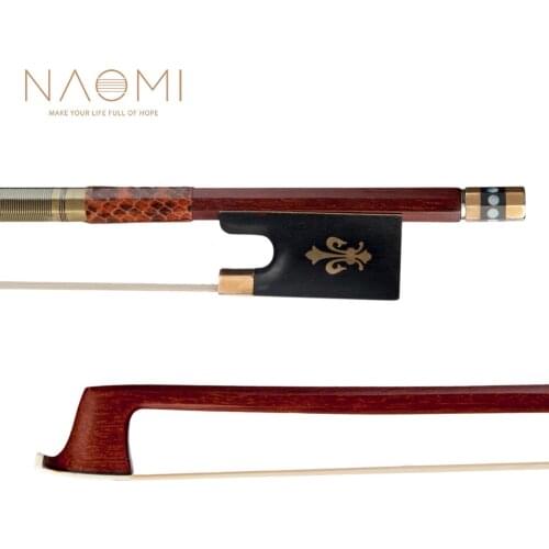 NAOMI 4/4 Violin Bow Master Pernambuco Octagonal Stick Snake Skin Grip Real Mongolia Horsehair Ebony Frog Well Balance Bow
