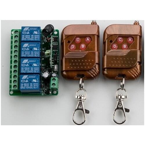 2016Learning Code DC 12V 10A 4CH Remote Control Switches system Smart home Switch