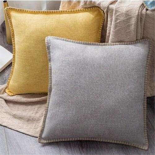 Solid Color Pillow Case Cushion Cover Linen Cotton Knitting Soft Throw Pillow Covers Decorative Pillows For Sofa Bedroom 45x45cm