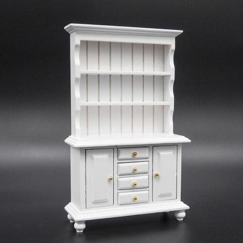 Odoria 1:12 Miniature White Kitchen Cupboards with Drawer Cabinet Shelving Furniture Home Dollhouse Accessories Doll House Decor