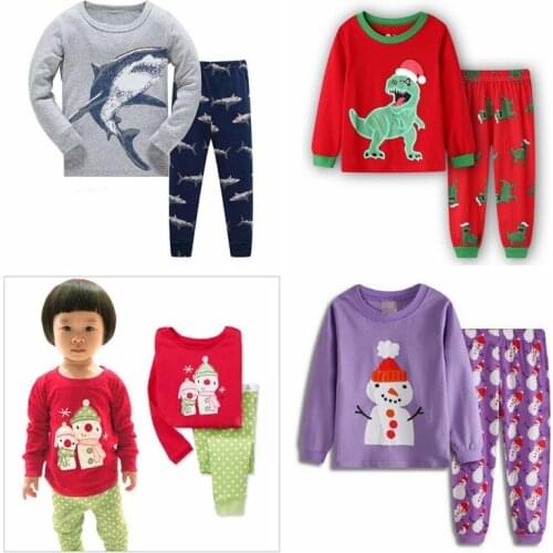 Baby Girls Love Pajamas Sets Kids Dinosaur Sleepwear Boys Animal Nightwear Children Shark Homewear 100% Cotton Pijamas Pyjamas