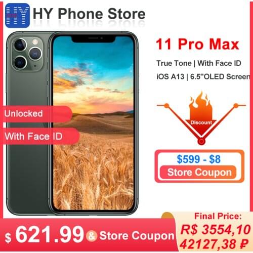Apple iPhone 11 pro max 256GB / 64GB ROM Unlocked Smartphone A13 Bionic chip 6.5" Screen 12MP Camera 11 pro max Cell phone