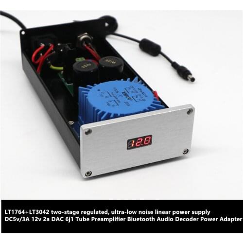 25W LT1764+LT3042 two-stage regulated ultra-low noise linear power supply DC5v 12v 6j1 Tube Preamplifier Bluetooth Audio Decoder