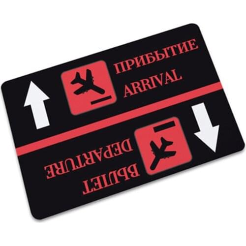 Russian Funny Arrival Departure Welcome Mat Entrance Novelty Doormats Floor Airport Sign Non Slip Rubber Indoor Mats Rug Carpet