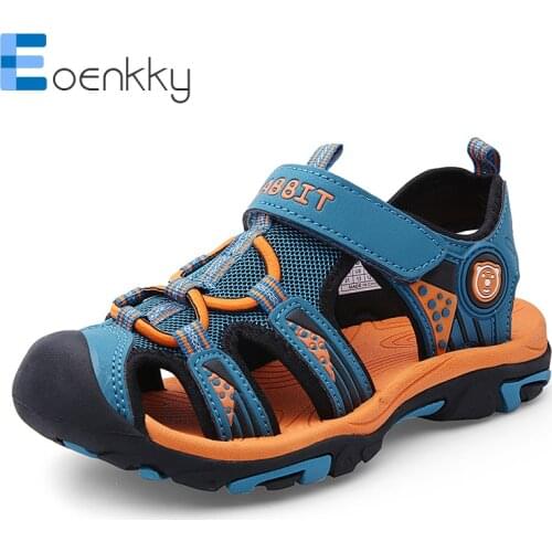 Fashion Children Sandals for Boys Girls Non-Slip Beach Shoes Kids Closed Toe Sports Casual Sandals Hook&Loop Teenagers 2021 New