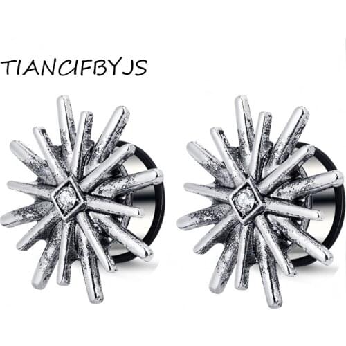 TIANCIFBYJS New Fashion Ear plugs Tunnel Earlobe Single Flare Flesh Tunnel Gauge Earring Piercing Body Jewelry Factory Sales