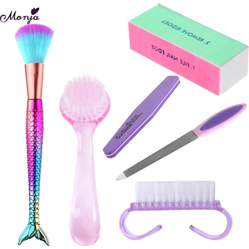 Monja Nail Cleaning Brush Sponge Block Buffing Sanding Remove Dust Powder Cleaner For Nail Acrylic UV Gel Manicure Care Tools