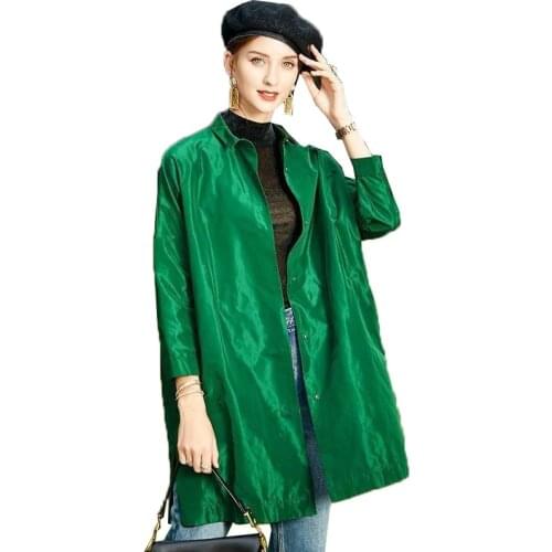 Chic Trench Coat Women Spring Autumn Outerwear 2021 New Large Size Loose Mid-Length Nine-Point Sleeve Elegant Casual Coat Female