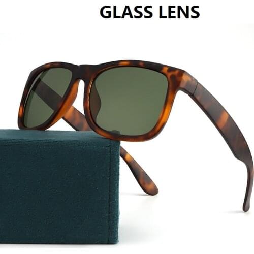 Vazrobe Glass Sunglasses Men Women Anti Scratch Black/dark Green Sun Glasses for Man Driving Eye Protect