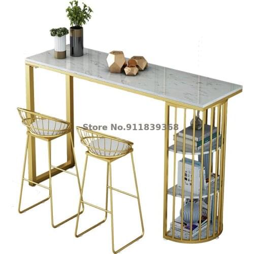 Nordic Marble Bar Table Family Wall Simple Creative Living Room Partition Bar Long High Foot Table And Chair Combination