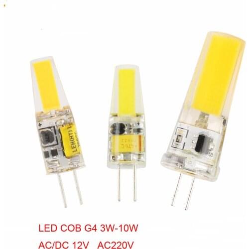 LED G4 Lamp bulb AC/DC 12V 220V 3W 6W 10W Mini COB LED G4 Dimmable Lamp Crystal light Source Chip Spotlight Chandelier 10pcs