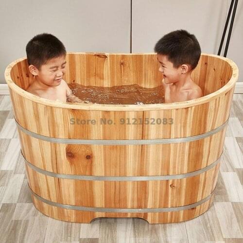 Childrens Bath Bucket Wooden Bucket Large Household Childrens Bath Bucket Bathtub Solid Wood Baby Bath Basin Round