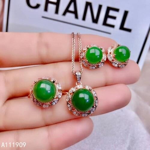 KJJEAXCMY boutique jewelry 925 sterling silver inlaid Natural jasper Necklace Ring Earring Suit Support detection