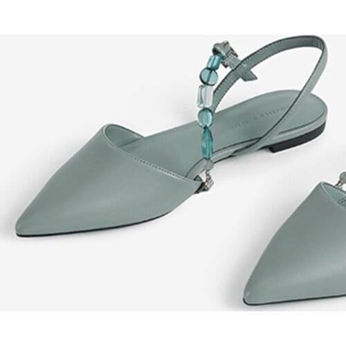 Womens Shoes 2021 Summer New Arrival Beaded Flat Heel Sandals with Open Heel Fashion Sandals