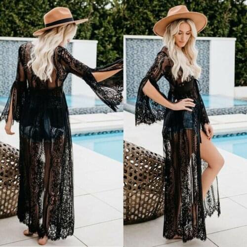 Womens Lace Crochet Bikini Beachwear Cover Up Beach Dress Summer Maxi Dress Bathing Suit Outwear Kaftan Dress maios de banho