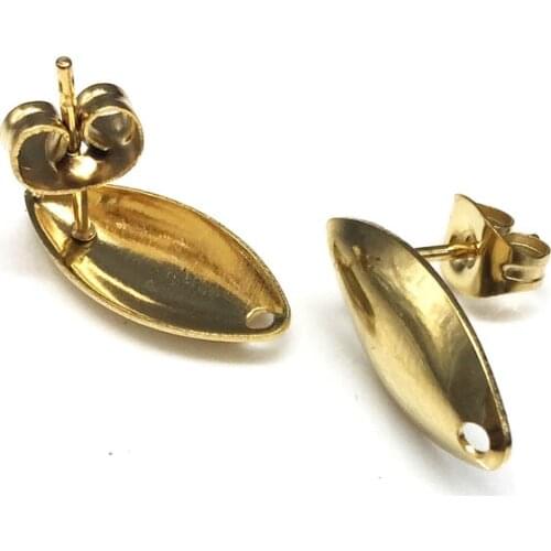 Gold Silver Color Oval Stud Earrings For Women DIY Statement Jewelry Making Accessories Handmade Drop Earring Findings 16x7.5mm