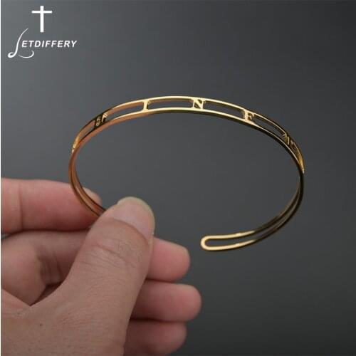 Letdiffery Custom Name 6mm Bracelet Bangle for Women Stainless Steel Cuff Adjustable Personalized Letters Jewelry Birthday Gifts