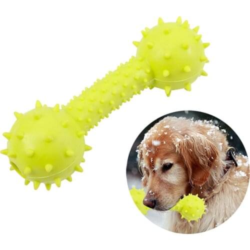 1pc Pet Chew Toy Rubber Dumbbell Shape Bite-Resistant Dog Sound Toy Dog Teething Toy Pet Supplies