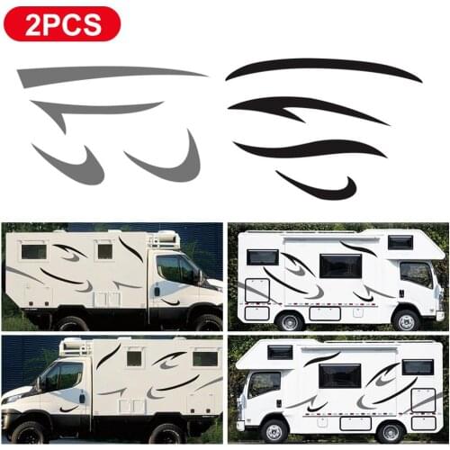 Car Sticker Racing Sports Long Big Stripe Vinyl Graphic Decals for Caravan Travel Trailer Van Patterned Car Accessories 16Pcs