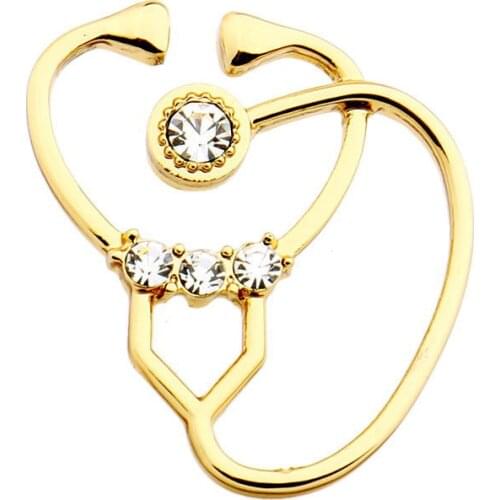 3 Colors Stethoscope Pin Medical Jewellery Gift for Physician/Doctor/Nurse Crystal Brooch Science Jewelry for Graduation Student