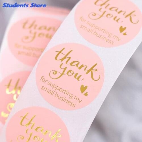 500 Pcs Pink Thank You For Supporting My Small Business 1Inch Seal Labels