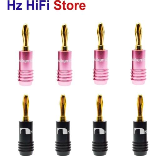 8PCS 24K Gold Plated Banana Plug Connectors Nakamichi 4mm Adapter Wire Connector Banana Plug For Musical HiFi Audio
