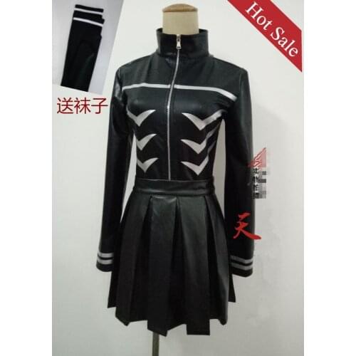 Anime! Tokyo Ghoul Kaneki Ken Sexual Turn Battle Suit Black Uniform Cosplay Costume coat+skirt+stockings Free Shipping