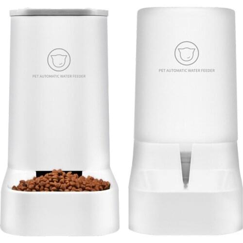 Automatic Dog Food Feeder Cat Water Dispenser Gravity Pet Waterer Food Bowl Drinking Fountain for Small Cats Dogs Puppy Kitten