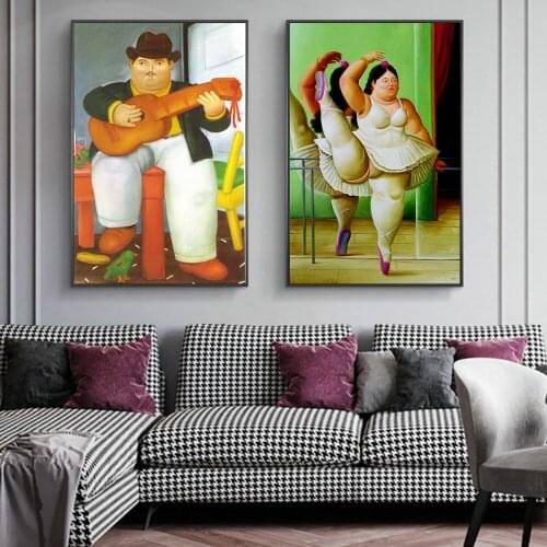 Man with a Guitar By Fernando Botero Famous Art Paintings Bailarina Canvas Art Posters And Prints Classical Pictures Home Decor