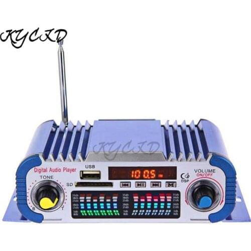 DC 12V 5A Home Amplifier Car Stereo Power AMP USB SD FM Digital Audio Player with Screen Spectrum Color Lights For Speaker