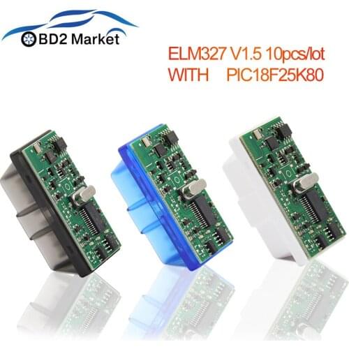 Elm 327 V1.5 with pic25k80 chip obd2 diagnostic tool car diagnostic obd 2 canner support J1850 protocol 10PCS/LOT