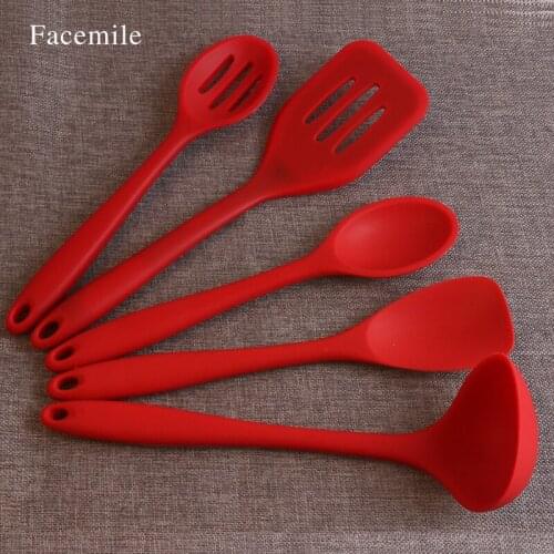 Facemile 5pcs Silicone Baking Set Silicone Kitchen Cooking Utensil Set with Spatulas Spoons Cooking Utensils 52072