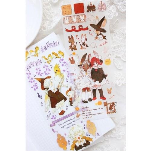 Fairy Twins Girl Washi Masking Tapes for Card Making Bullet Journal DIY Scrapbooking Label Stickers