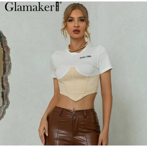 Женские трикотажные футболки Glamaker China At AliExpress