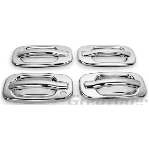 Chrome 4 Doors Handle Cover W/O Passenger Side Keyhole for 02-06 Chevy Avalanche/99-06 Silverado/07 Classic