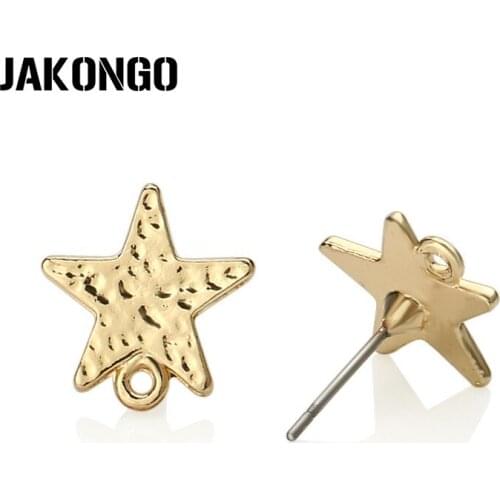JAKONGO Golden Color Star Earring Base Connectors For Making DIY Earring Handmade Accessories Earring Hook 14*13mm 6pcs