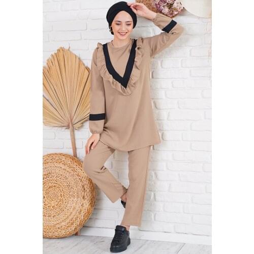 Two piece Sets Tops and Pants Women Turkey Muslim Sports İslamic Clothing Double Hijab Suit Dubai Double Hijab Suit Canada Dubai