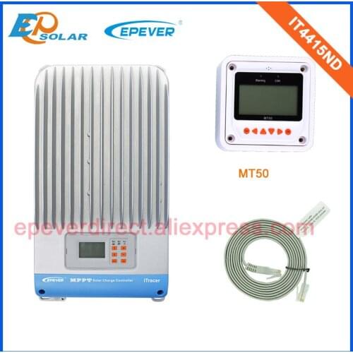 Mppt tracer solar charger controller IT4415ND+white MT50 remote meter 45A 45amp 12v 24v 36v 48v auto work