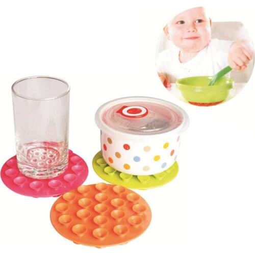 Baby Feeding Bowl Cup Anti Slip Placemat Two-sided Double Sided Suction Cup Kids Sucker Mat Pads Tableware Fixed Non Slip