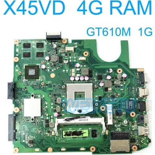 X45VD Motherboard On board 4GB RAM For ASUS X45VD X45V Laptop Mainboard SLJ8E HM70 GT610M 1GB REV 2.0 100% Tested