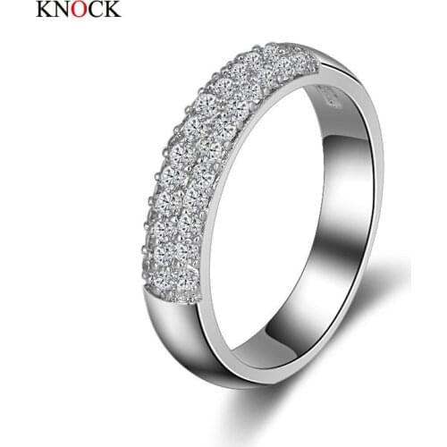 KNOCK High copper quality Wedding Rings For Women Shiny Elegant Cubic Zircon Jewelry Sterling Silver Anniversary Engagement Ring