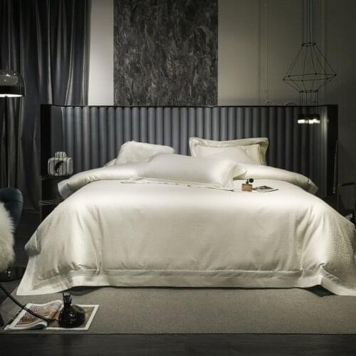 Cream color Bedlinen Jacquard Bedding Set 1000TC Australian Cotton Duvet Cover Flat Sheet Pillowcases 4/6pcs